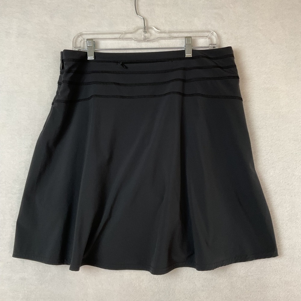 Athleta Womens Black Athletic Skort Side Zip Back Pocket Size 12 Golf Tennis - Picture 2 of 8